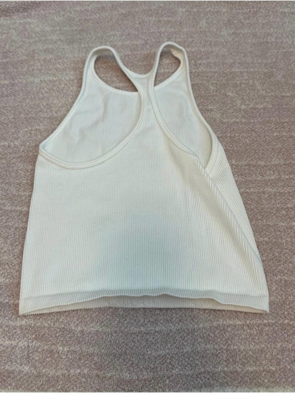 Women's Cream Ribbed Racerback Tank Top - Picture 2 of 2